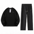 Black crew neck straight-leg pants set (silver label)
