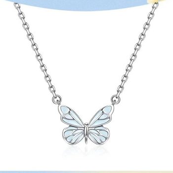 Fanjia White Copper with Logo Pendant Is 925 Silver Butterfly Light Necklace Accessible Luxury Smart Butterfly Forest Aurora Glow