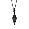 Cross-Border Pendulum Natural Obsidian Pendant for Men and Women Starry Sky Blue Sand Octahedral Rhombus Necklace Personalized Couple Gift