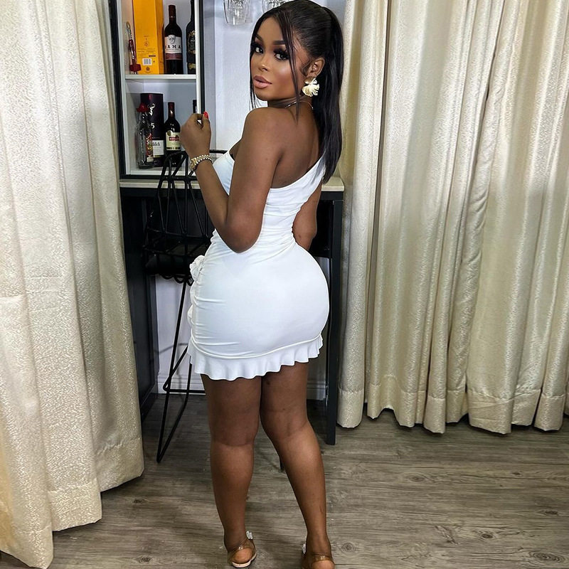 Solid Color Backless Bodycon Dress Trendy Style Asymmetrical Neckline Chic Design Perfect for Parties or Night Out