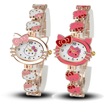 Fashion KT cat cartoon watch female student girl Lady cute bracelet watch in stock wholesale