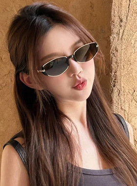 小红书同款复古小棕镜嘻哈墨镜女防眩光金属太阳镜网红街拍眼镜女