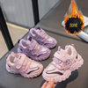 Girls' Sports Shoes, Warm Fleece-Lined Cotton Shoes, Kidsren's Fashion Dad Shoes, 2025 Autumn and Winter New Girls' Running Shoes