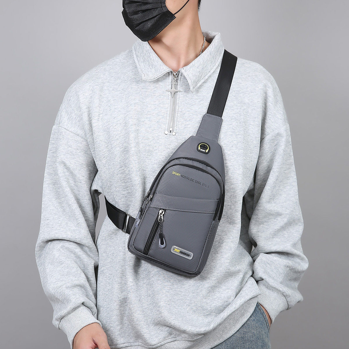 Fashion Trendy Chest Bag New Men's Shoulder Bag Versatile Casual Small Backpack Multifunctional Running Sports Chest Bag