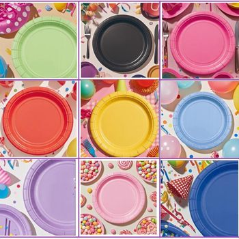 New Product 9inch 7inch Paper Plates 12-Pack Disposable Tableware Set Cold Meal Dessert Cake Plate