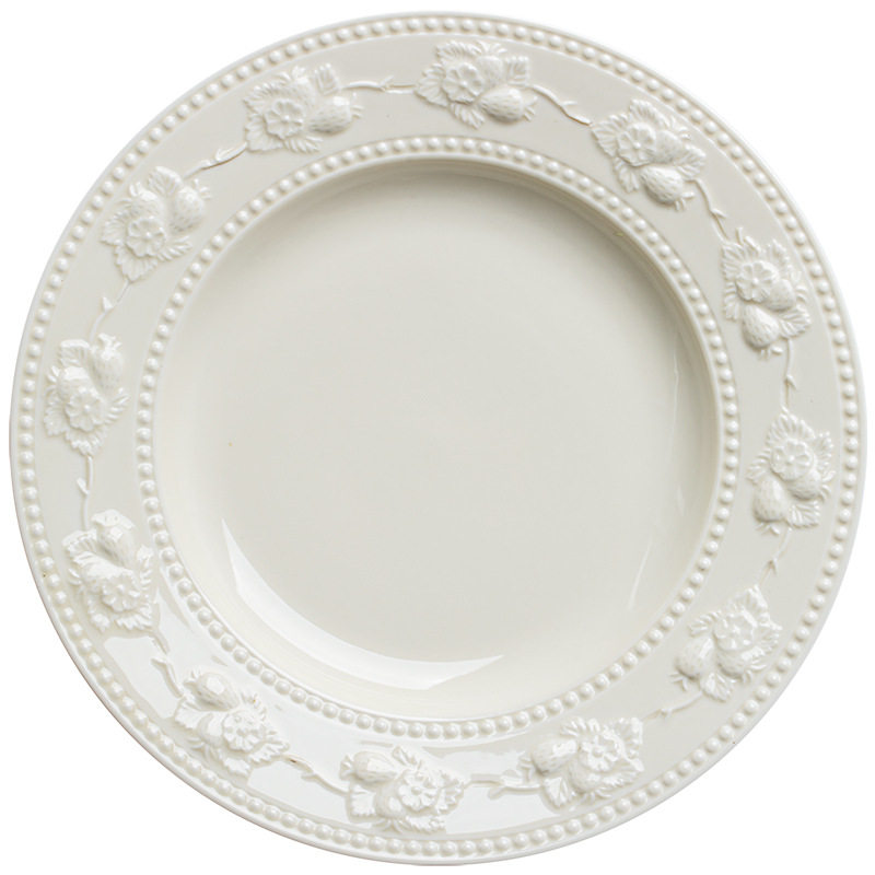 Ceramic Tableware Classical Light Luxury Embossed Bowl Household Rice Soup Bowl Cup Combination Advanced Sense Bowl and Dish suit