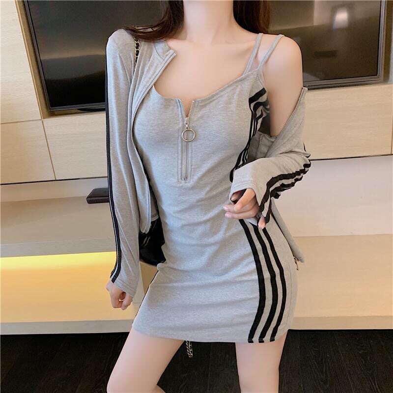 Autumn suit Women's 2025 Korean Fashion Waist Sexy Hip Internet Popular Style dress Two-Piece Trendy Set