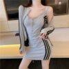 Autumn suit Women's 2025 Korean Fashion Waist Sexy Hip Internet Popular Style dress Two-Piece Trendy Set