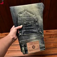 High-end Trendy Brand Jeans Men's Autumn and Winter Washed Vintage Autumn and Winter Puppies Handsome Slim-fit Straight Stretch Long Pants