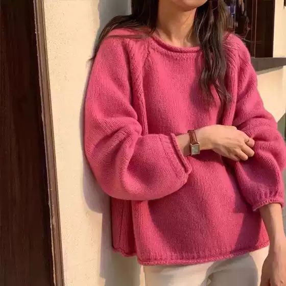 French age-reducing wool sweater pullover 2023 new women's autumn and winter thick knitted loose lazy style sweater top