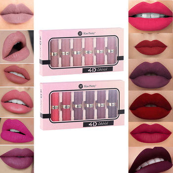6 PCs matte lipstick cross-border lip makeup aunt Red easy to color Foreign trade lip gloss suit not easy to take off makeup