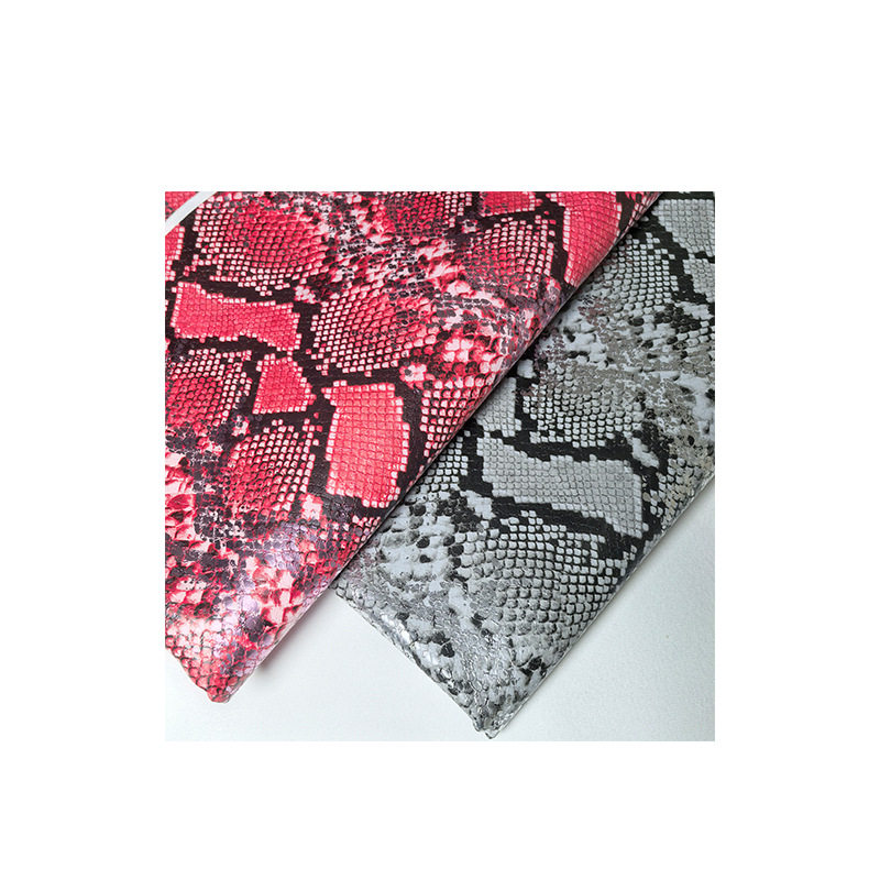 Factory Spot Wholesale Spot Snake Pattern Pu Leather Imitation Cotton Velvet Bottom Hot Stamping Artificial Leather Fabric Bags and Leather Goods