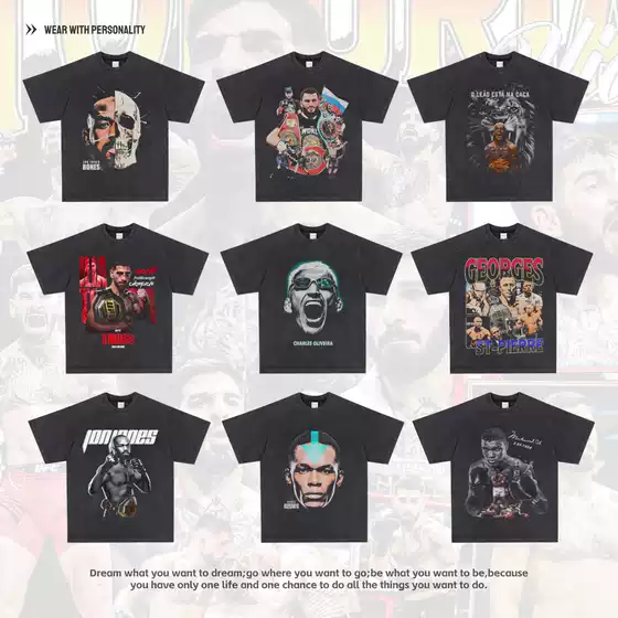 Oliveira Black Dragon Tyson Perera Printed T-Shirt American Short-Sleeved Men's Ufc Fighting Boxing Top