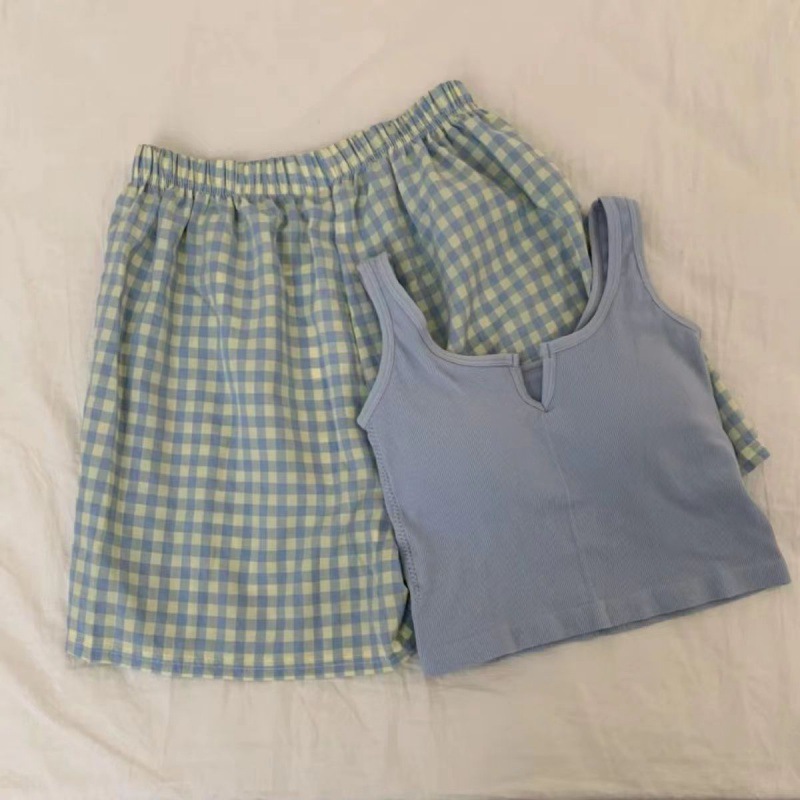 跨境睡衣女夏季短袖短裤玉桂狗刺绣蝴蝶结可爱少女宽松家居服套装