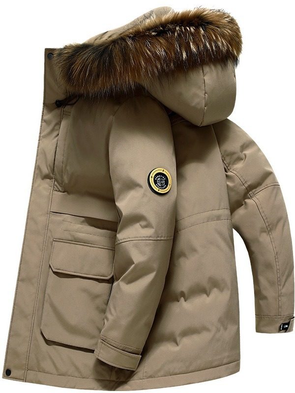 Hooded Design, Windproof and Coldproof, Heightened Stand-Up Collar, Elastic Drawstring, Freely Adjustable, No-Wash and Splash-Proof down Jacket