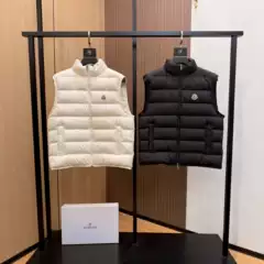 M's New Autumn and Winter Stand-Up Collar down Vest for Men and Women, White Duck down High Version Sleeveless Outer Vest