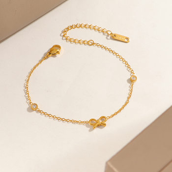 Fashionable, Compact and Exquisite Bow Bracelet for Women, Titanium Steel, Non-Fading, 2025 New Style, 18K Gold, Versatile and High-End