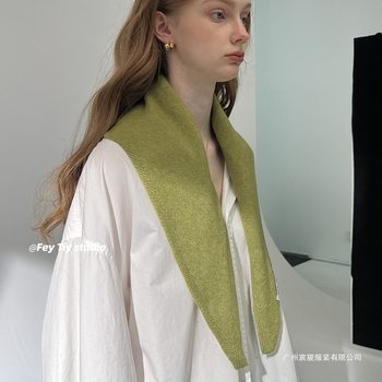 British Original Niche Brand Wool Knitted Triangle Scarf Women's Headscarf Knitted Scarf Multi-Functional Warm and Versatile