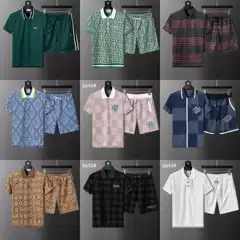 Cross-Border Authentic Version 26 New Style Short-Sleeve Polo Set Classic Letter-Printed Cotton Polo Set for Men