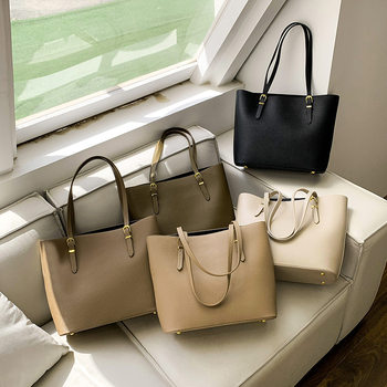 2025 New Large-Capacity Versatile Shoulder Bag, Personalized, Fashionable and Simple Handbag, Pu Leather Texture Commuter Tote Bag