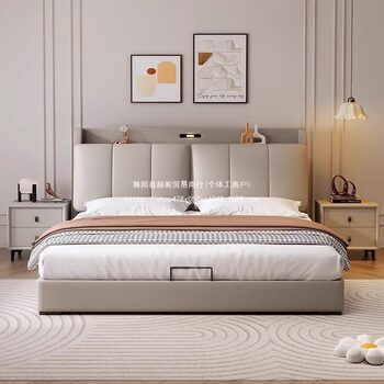 Leather Bed Solid Wood High Box Storage Large Bed Multi-Function Drawer 1.5m Master Bedroom Double Bed