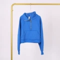 Lightning blue gold zipper stand collar half zip sweatshirt