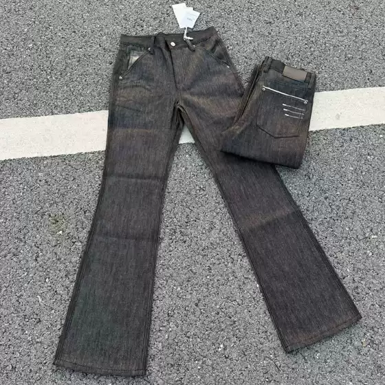 Original Design 1021 Raw Denim Jeans with Black Four-Stripe Narrow Selvedge, Men's Long Pants