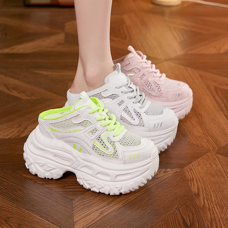 Sandal cao gót nữ hở mũi quai ngang đế dày, gót siêu cao 8 cm, phong cách trẻ trung — Trắng, Xám, Hồng