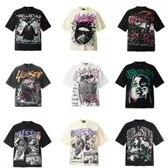 25Ss Cross-Border American Hellstar Digital Printing Vintage Hip-Hop Loose Casual Short-Sleeved Couple T-Shirt
