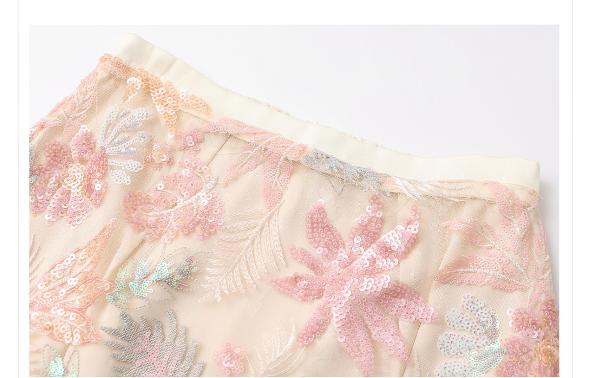 Bộ áo gilê thêu nổi tua rua và chân váy sequin nữ dáng chữ A — Váy sequin (giao hàng trong 7 ngày), Váy sequin (giao hàng trong ngày), Áo vest tua rua (giao hàng trong 7 ngày)