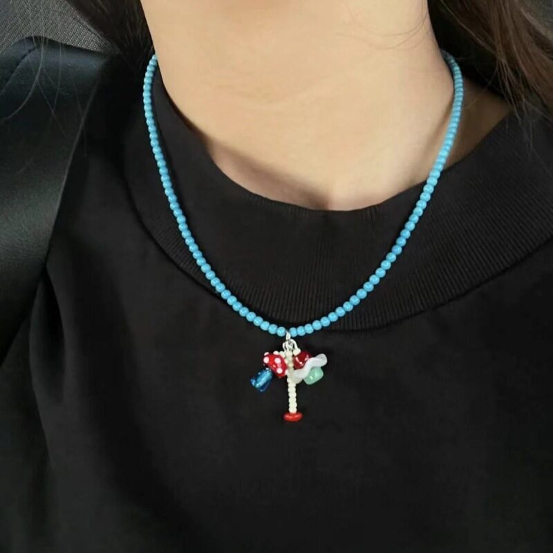 夏季芭乐~森系小清新芭乐串珠项链女小众高颜值甜美可爱锁骨链