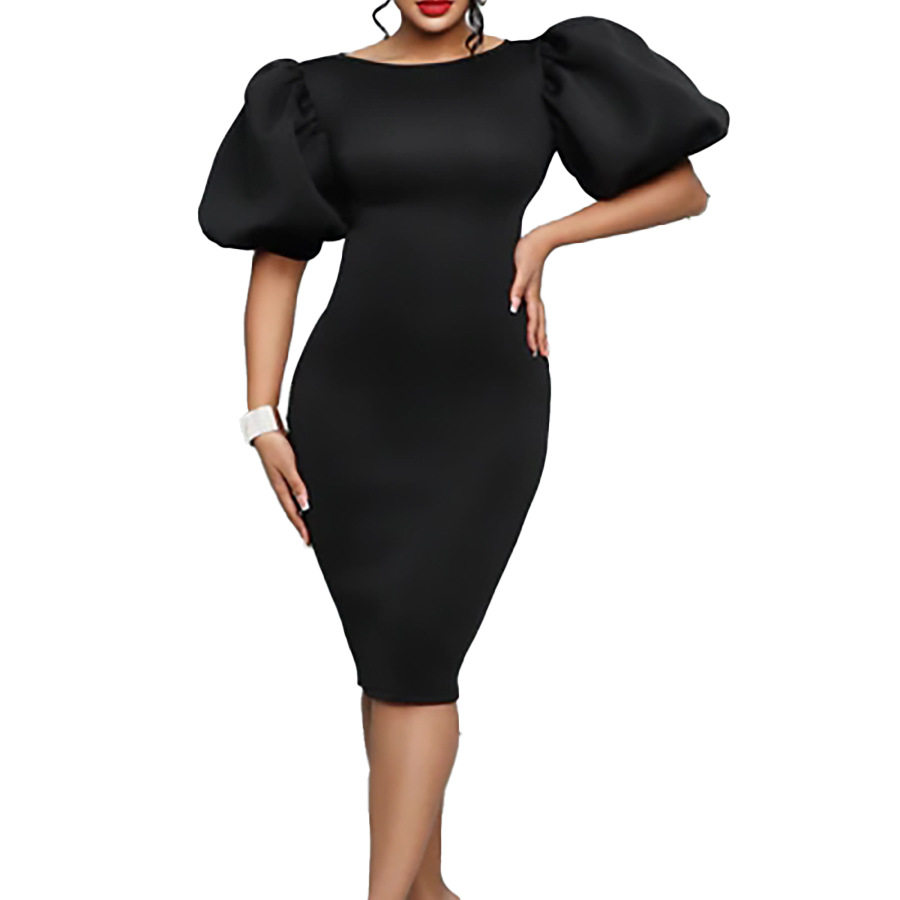 Summer Womens Dress Puff Sleeve Bodycon Fit Elegant Party Style Available in Various Colors Wholesale Options