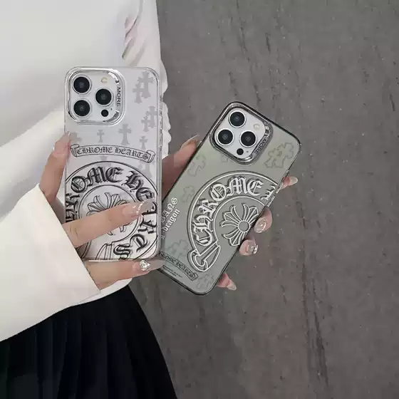 Crow Heart Mirror Color Silver Phone Case Suitable for iPhone 17 Air, 12, Men and Women, 16 Pro Max, Apple 11 Business Style