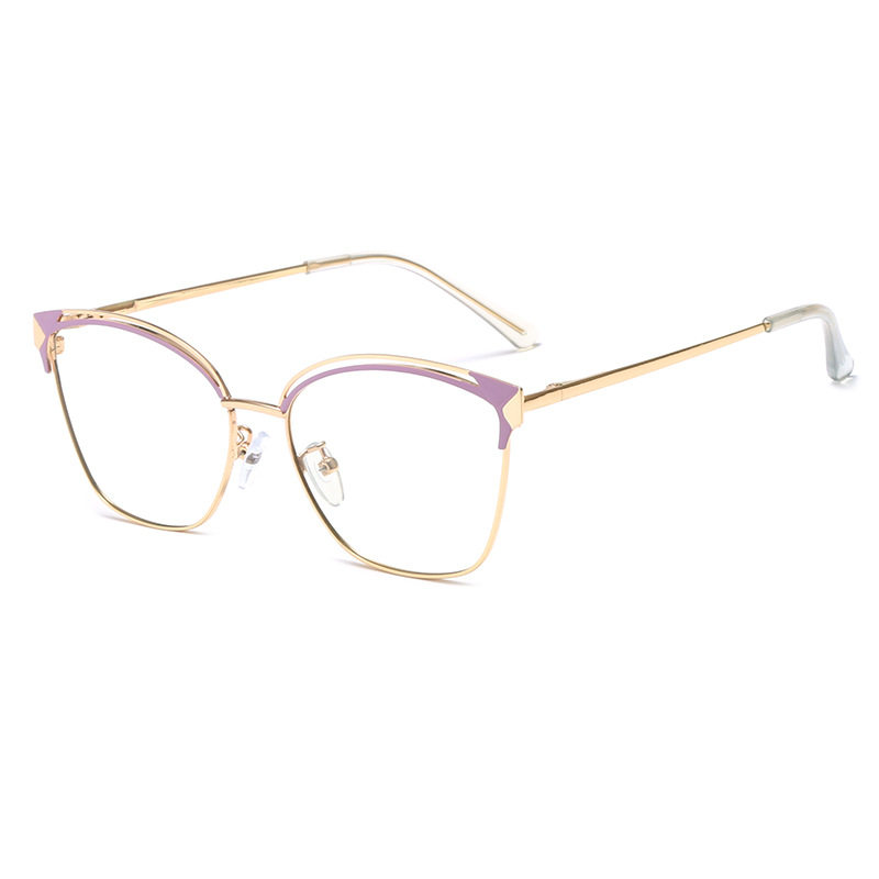 New fashion color-changing anti-blue light flat mirror women's fashion personality metal double beam metal glasses frame cross-border hot-selling