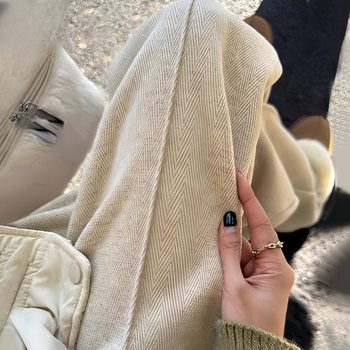 Pregnant Women's Pants Autumn and Winter Woolen Thickened Outer Wear New Arrival Wide-leg Pants High Waist Abdomen-supporting plus size Straight Casual Pants