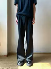 High-cargo vertical pleated mid-line TR blended straight-tube micro-raxi pants spring commuter sagging feeling slim casual pants tide