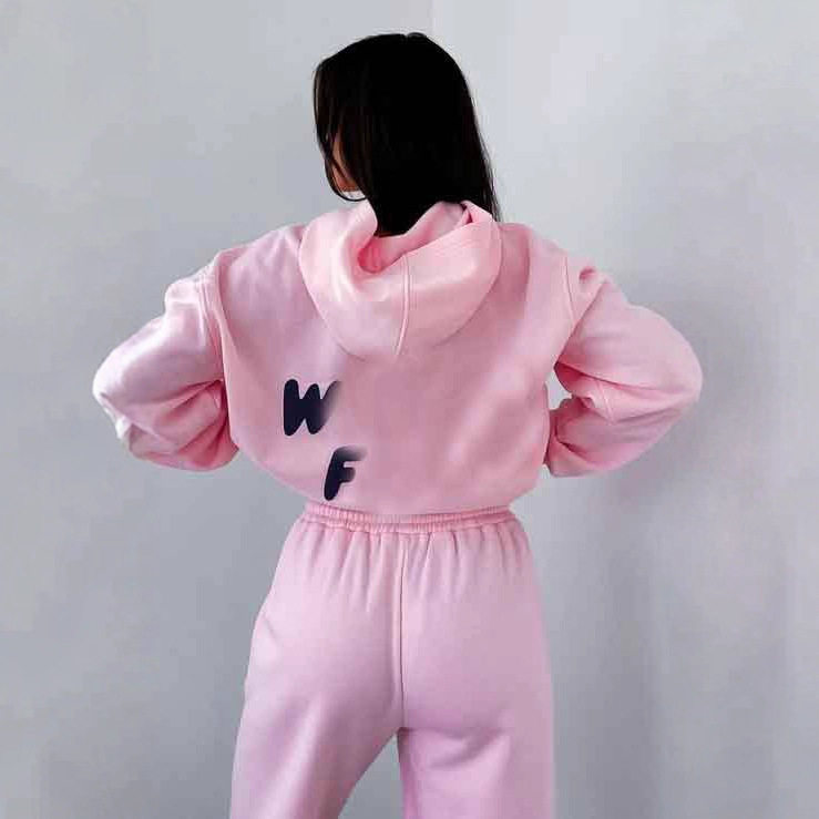 European and American Cross-Border Spring, Autumn and Winter New Sweatshirt Suit Fashionable Sports Logo Long-Sleeved Pullover Hooded Sweatshirt Two-Piece Set