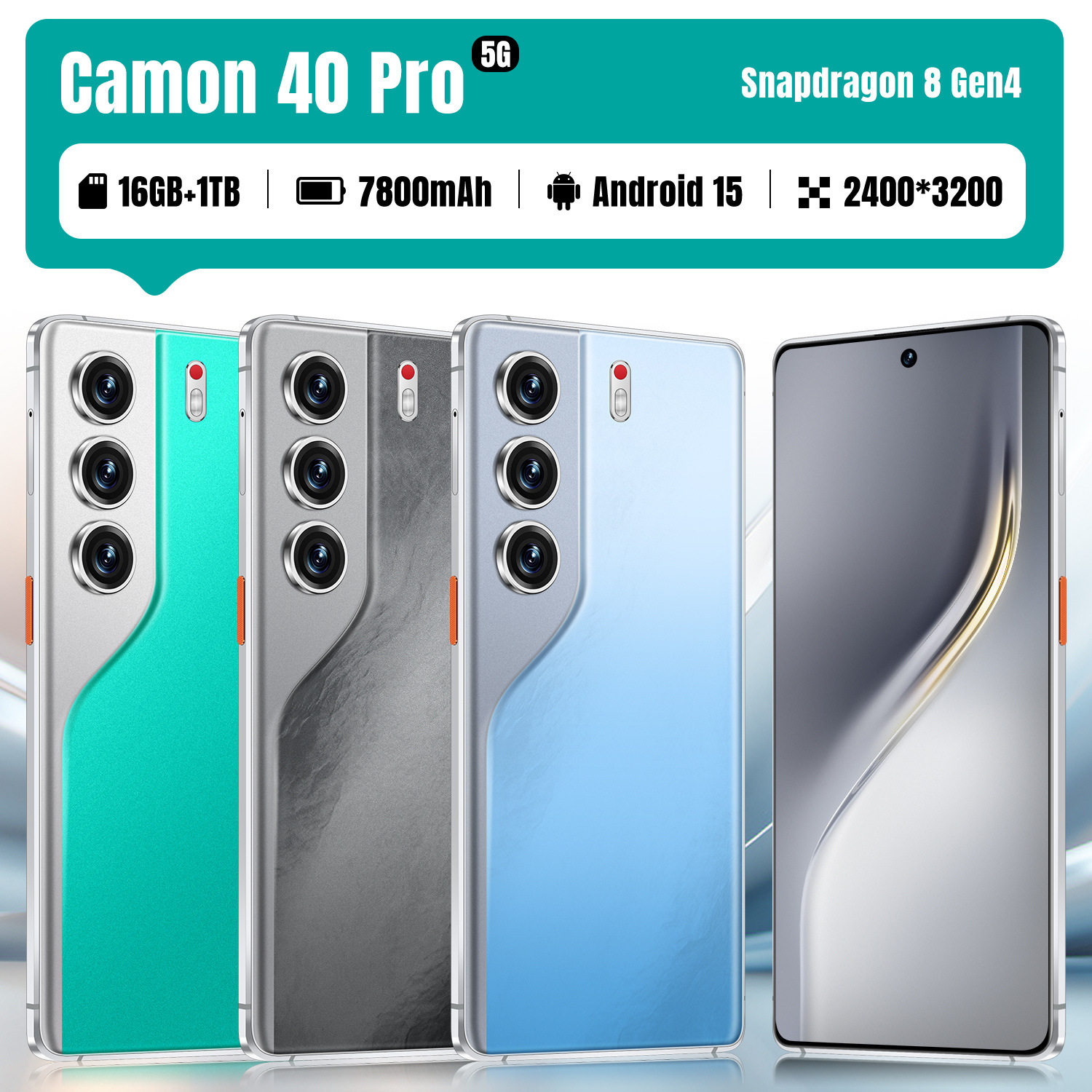 跨境手机Camon40 Pro安卓7.3寸incell大屏5G全网通快充16+1TB内存