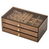 Walnut Color Three-In-One Jewelry Storage Box Multi-Functional Solid Wood Drawer-Type Jewelry Box Dust-Proof and Moisture-Proof Jewelry Box