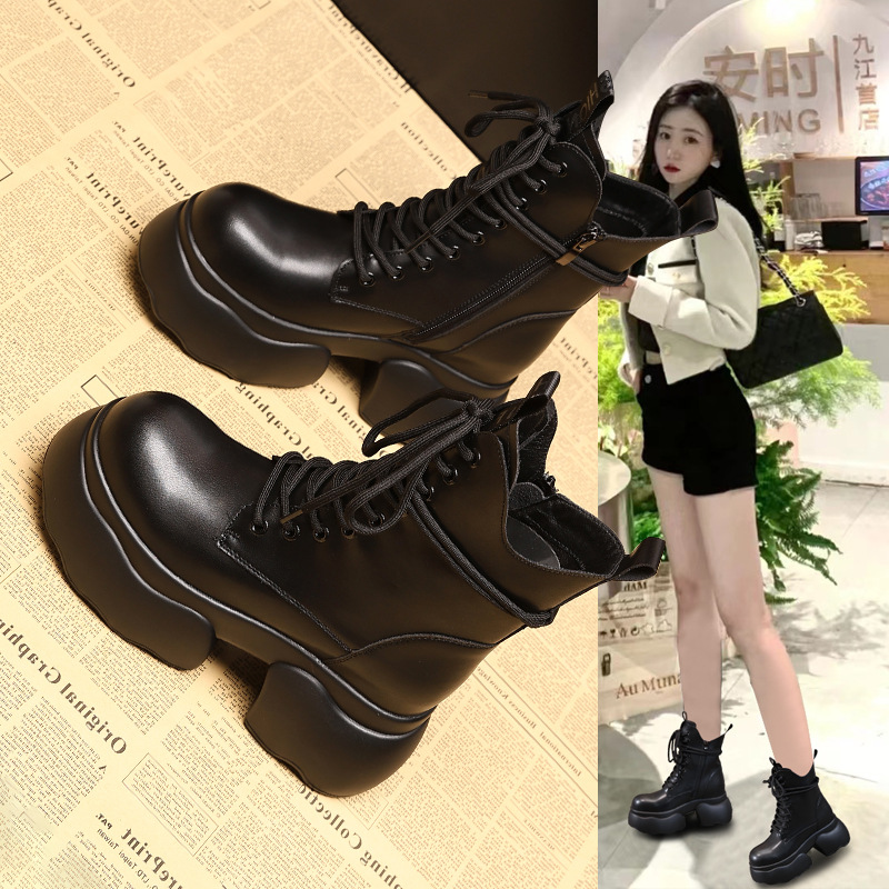 Boot Cổ Thấp Nữ Tăng Chiều Cao Hàng Mùa Xuân Thu Đông