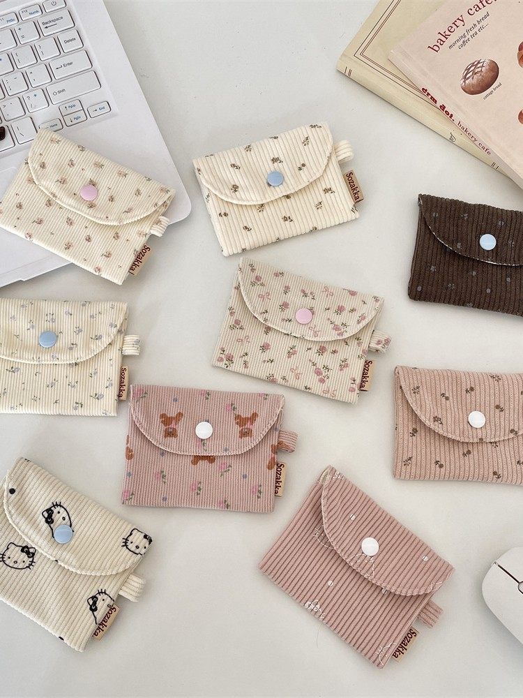 511242 Corduroy Small Coin Purse Card Holder Coin Storage Student Wallet Card Holder Id Card Bag