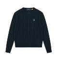 Navy blue and white label