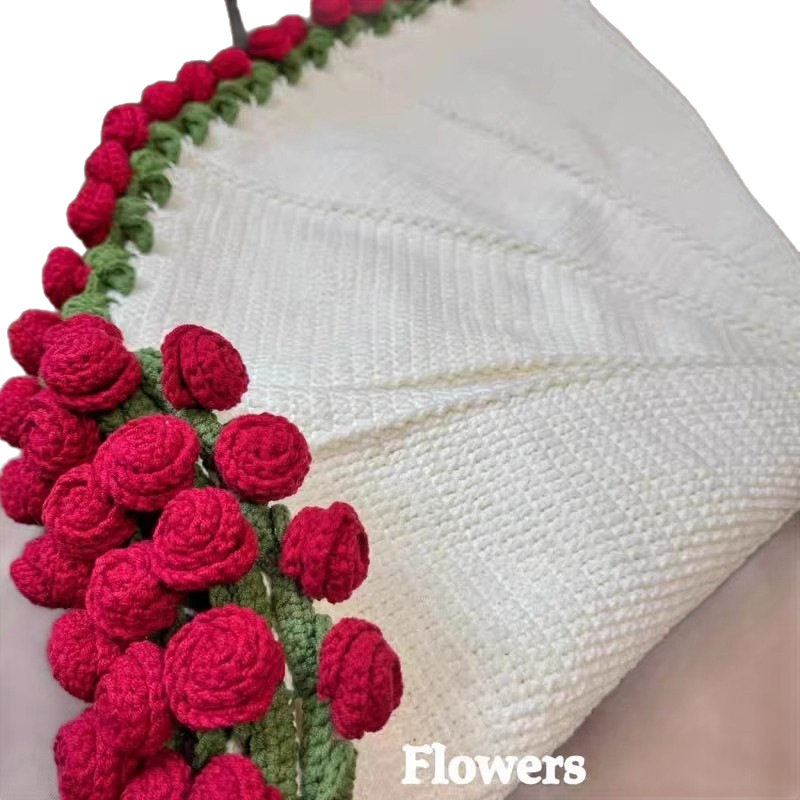 Finished Product: Woolen Knitted Handmade Crochet Flower Blanket, Summer Throw Blanket, Finished Product, Free Shipping, Wholesale Delivery