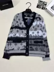 L Brand's New Autumn and Winter Mohair Knit Cardigan with Loose V-Neck Design, Classic Color-Blocking Jacquard Logo, Unisex Style