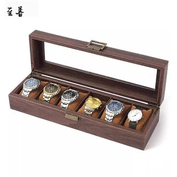 High-End Wood Grain Pu Leather Watch Box Jewelry Watch Collection Rectangular Watch Storage Box