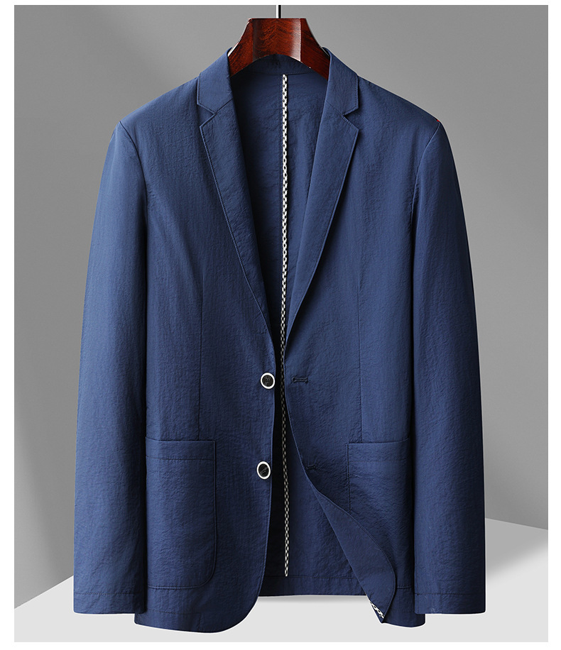 Áo vest nam casual dáng ôm một hàng hai cúc chống nhăn — màu đen, Màu xanh dương, Màu trắng, Màu kaki