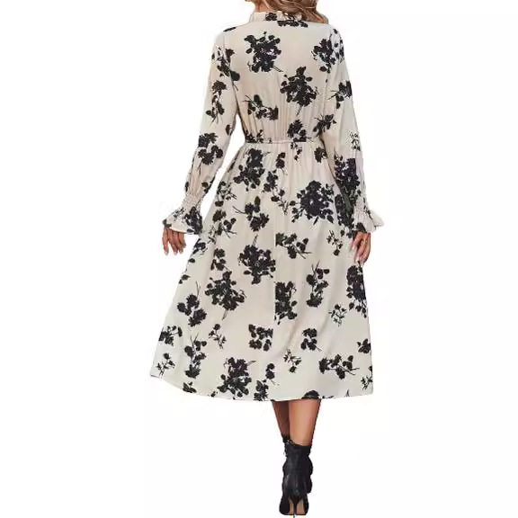 Vintage High Waisted Bell Sleeve Dress Multi Color Options Spring Fashion Wholesale Available factory direct