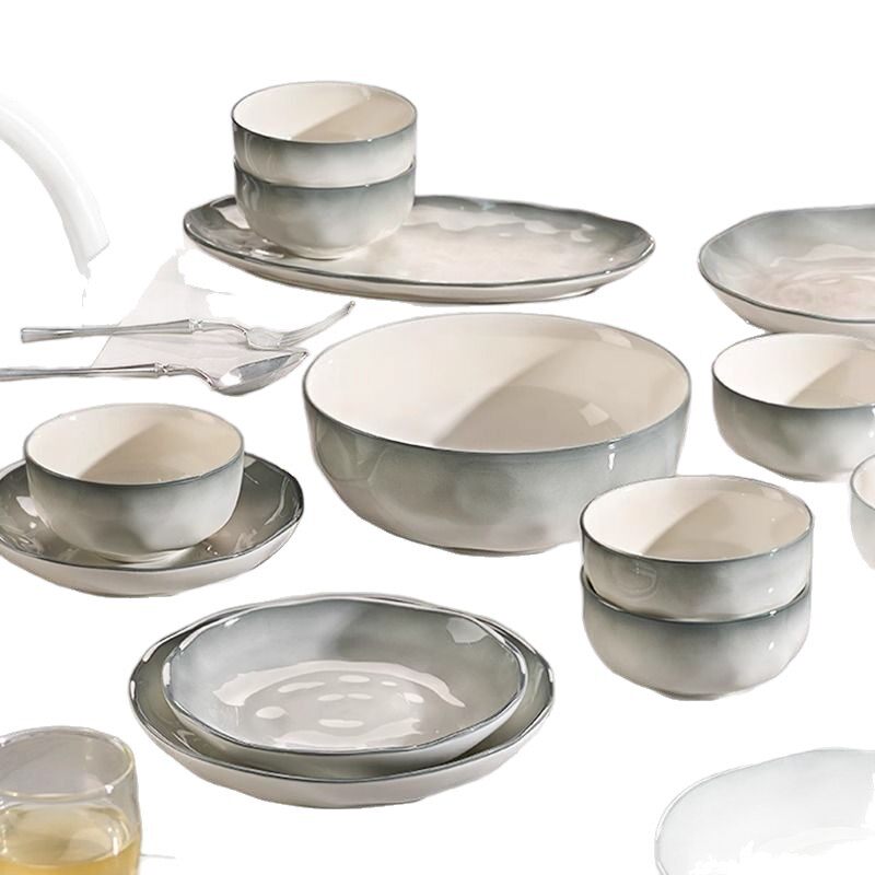 Household Bowl 2025 New High-grade Sense Thickened Ceramic 5-inch Soup Noodle Bowl Underglaze Color High-value Bowl Plate Tableware