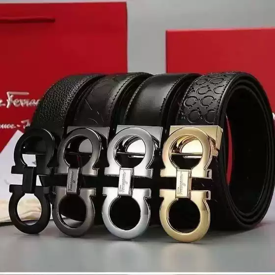 Feila Men's Belt, Two-Layer Pure Cowhide, Trendy Casual Belt for Young and Middle-Aged People, Fashionable Belt for Young People