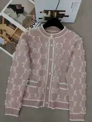 26 Hong Kong Streetwear Luxury Socialite Style New Autumn Winter Spring Knitted Sweater Wool Cardigan Jacquard Coat for Women